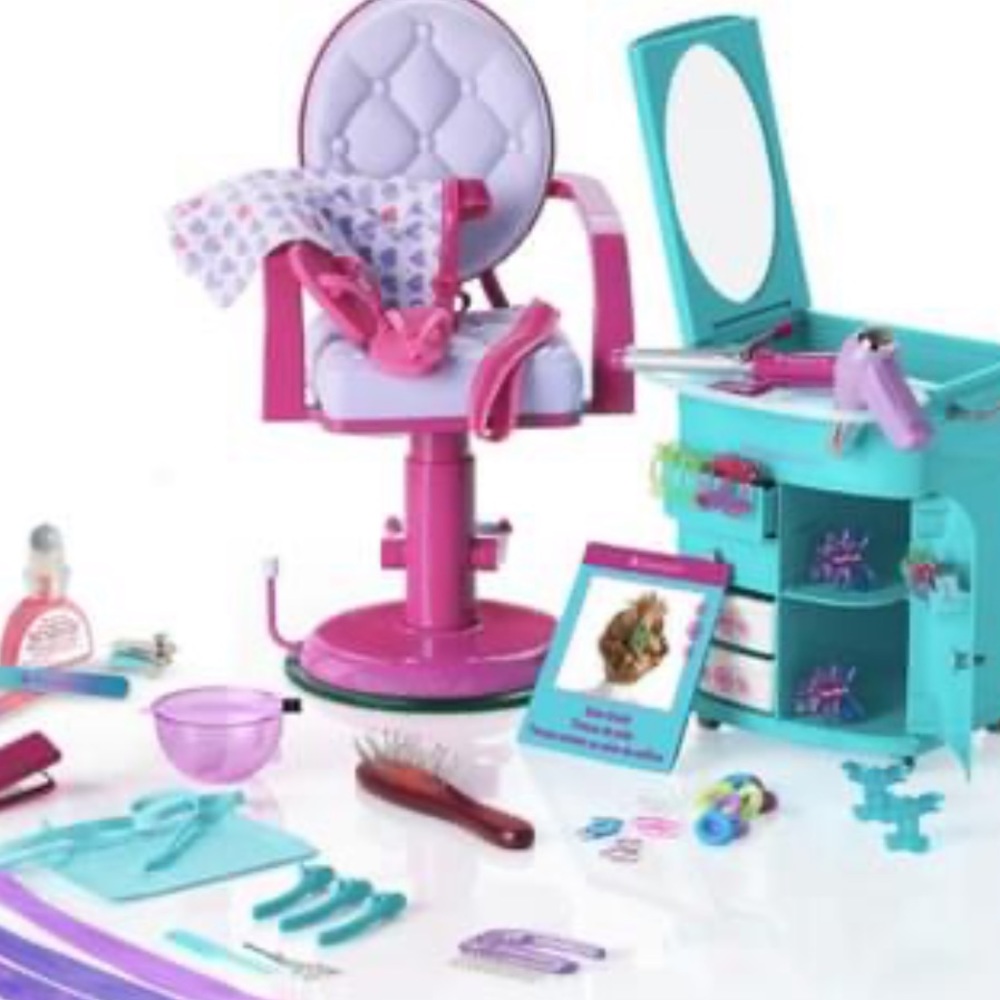 American Girl Beauty Shop spa caddy, chair, cape